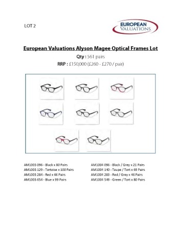 Bundle of Alyson Magee optical frames (Quantity: 561)