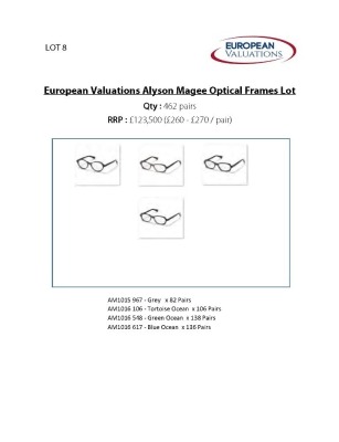 Bundle of Alyson Magee optical frames (Quantity: 462)