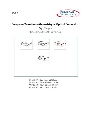 Bundle of Alyson Magee optical frames (Quantity: 520)