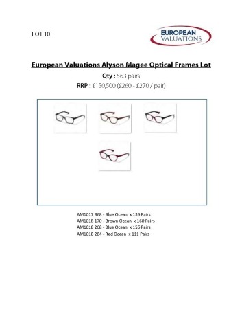 Bundle of Alyson Magee optical frames (Quantity: 563)