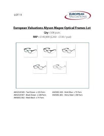 Bundle of Alyson Magee optical frames (Quantity: 508)