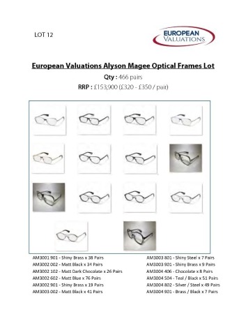 Bundle of Alyson Magee optical frames (Quantity: 466)