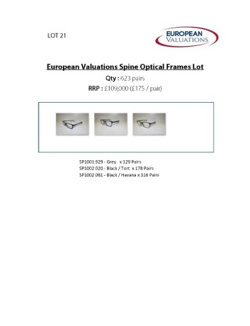 Bundle of Spine optical frames (Quantity: 623)