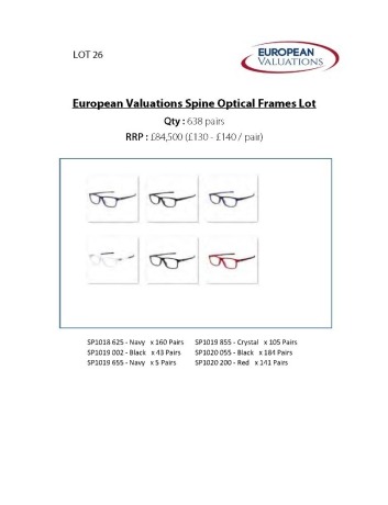 Bundle of Spine optical frames (Quantity: 638)