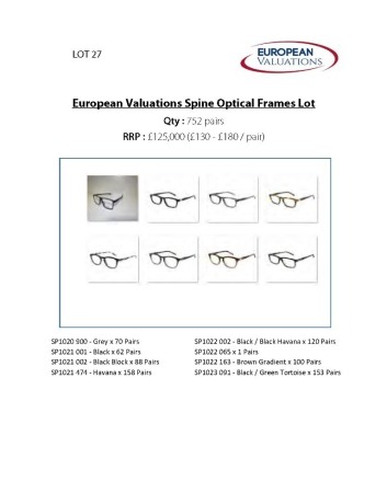 Bundle of Spine optical frames (Quantity: 752)