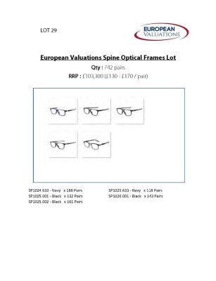 Bundle of Spine optical frames (Quantity: 742)