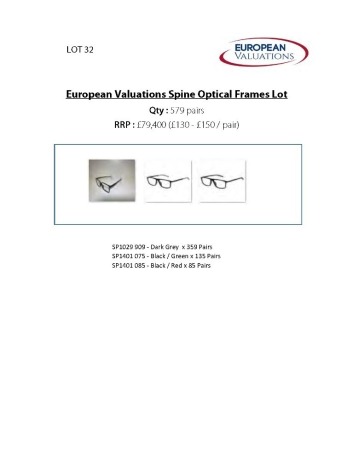 Bundle of Spine optical frames (Quantity: 579)