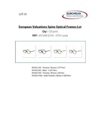 Bundle of Spine optical frames (Quantity: 720)