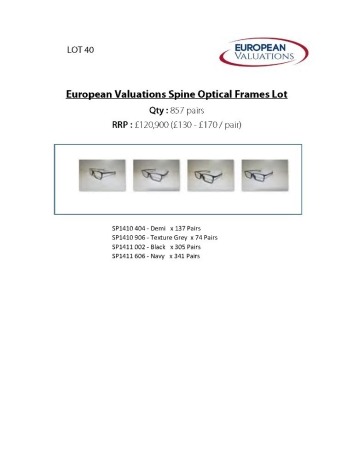 Bundle of Spine optical frames (Quantity: 947)