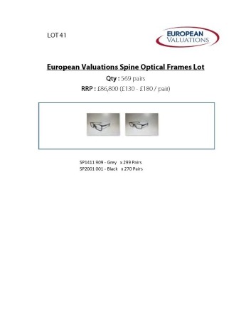 Bundle of Spine optical frames (Quantity: 569)