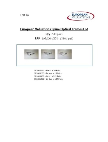 Bundle of Spine optical frames (Quantity: 548)