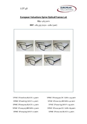 Bundle of Spine optical frames (Quantity: 465)