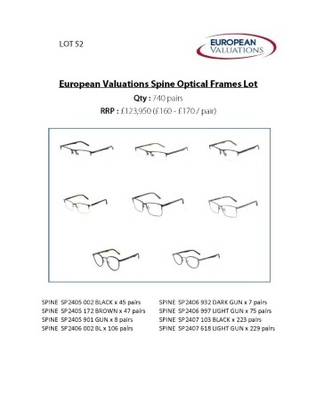 Bundle of Spine optical frames (Quantity: 740)