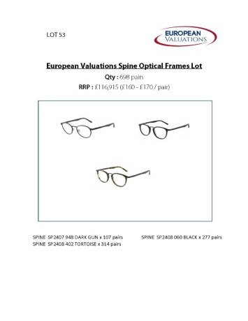 Bundle of Spine optical frames (Quantity: 698)
