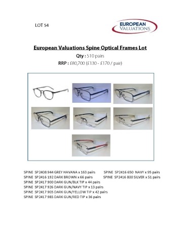 Bundle of Spine optical frames (Quantity: 510)