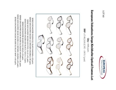 Bundle of Serge Kirchhofer optical frames (Quantity: 448)