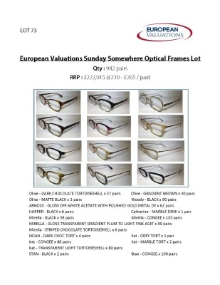 Bundle of Sunday Somewhere optical frames (Quantity: 942)