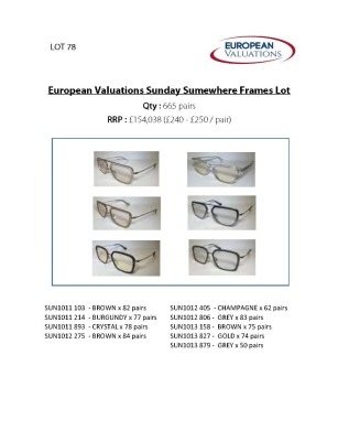 Bundle of Sunday Somewhere optical frames (Quantity: 665)