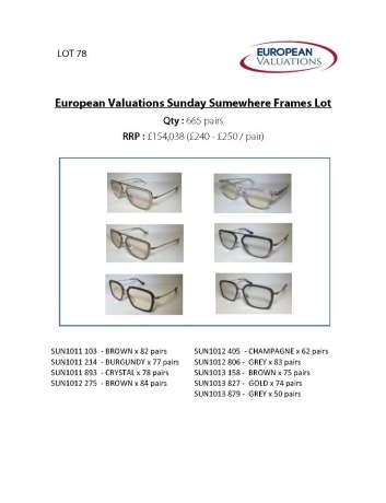 Bundle of Sunday Somewhere optical frames (Quantity: 665)