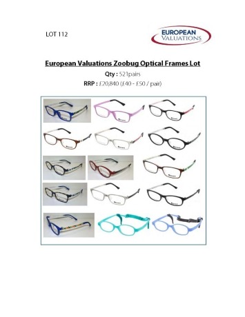 Bundle of Zoobug optical frames (Quantity: 521)