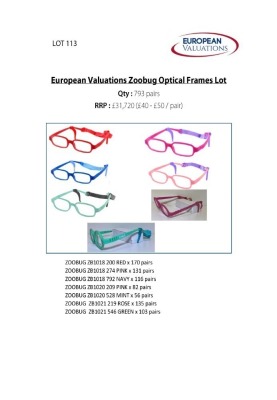 Bundle of Zoobug optical frames (Quantity: 793)