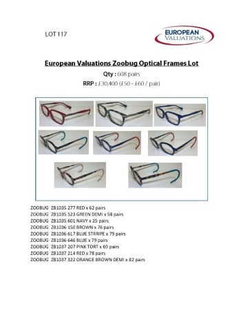 Bundle of Zoobug optical frames (Quantity: 608)