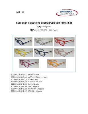 Bundle of Zoobug optical frames (Quantity: 664)