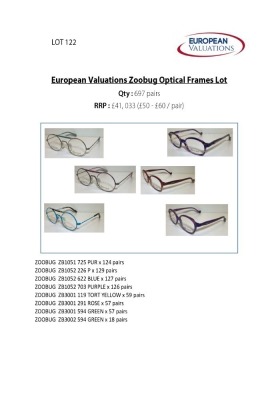 Bundle of Zoobug optical frames (Quantity: 697)