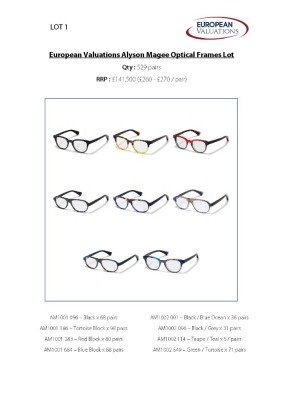 Bundle of Alyson Magee optical frames (Quantity: 529)