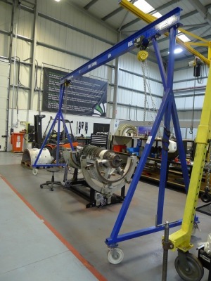 Rossendale 1 tonne mobile A frame gantry S/N RGL2052 with 2 Yale 500kg capacity chain hoists - 2