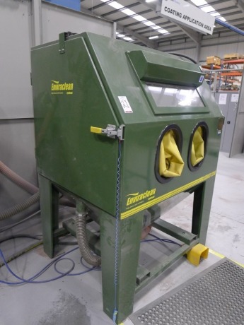 Enviraclean series 1250 shotblast cabinet with reclaim and dust collection Serial number: 77438 (extractor not included)