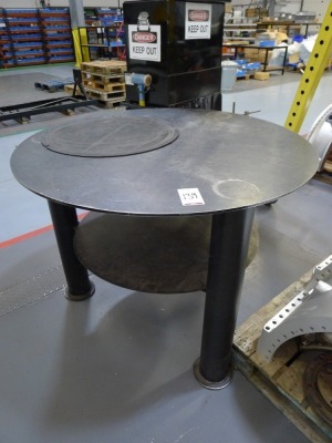 2 welded steel 120cm diameter 2 tier workshop tables