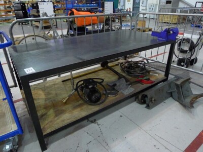 Welded steel 2 tier workbench with Senator vice 200cm x 100cm (contents not included)