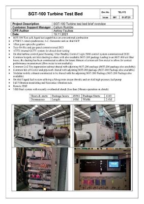 SGT-100 Turbine Test Bed A Method Statement and Risk Assessment must be provided, reviewed and approved by the Auctioneer prior to any removal work commencing on this lot - 5