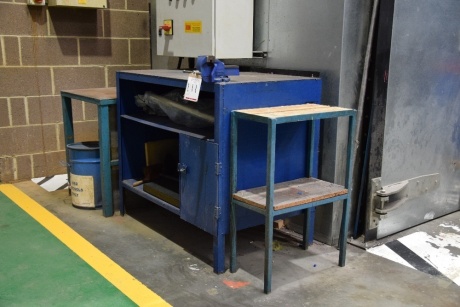 Welded steel workbench with Irwin vice 110cm x 65 cm and a small welded steel table (Bay 1)