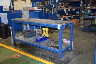 Welded steel 2 tier workbench 220cm x 120cm and a similar 190cm x 60cm (contents not included) (Bay 2)