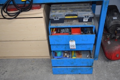 Steel 4 drawer cabinet and contents to include drills, taps, dies etc (Packing)