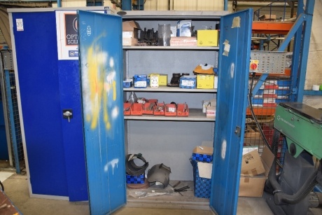 3 steel double door storage cupboards and contents, mainly welding consumables (Bay 2)