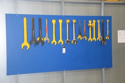 Shadow board with heavy duty spanners (Bay 3)