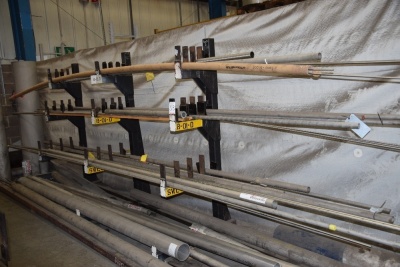 Single sided steel stock rack and contents, mainly stainless steel pipe (Bay 3)