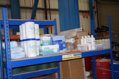 Quantity of hand sanitiser, face masks etc as lotted (Bay 2)