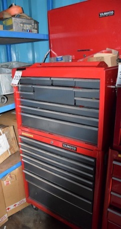 Yamoto Industrial 7 drawer roller tool cabinet with top box and a selection of Assorted hand tools (Containers)