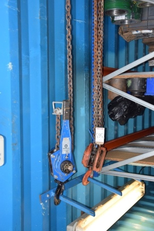 3.2 ton capacity chain block and a 3 ton capacity lever hoist (Containers)