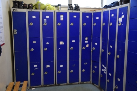 13 steel 3 compartment personal locker units and 1 2 compartment locker unit (Changing room)