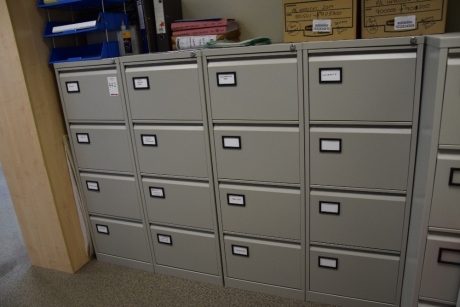 4 Grey steel 4 drawer filing cabinets (Offices second floor accounts)