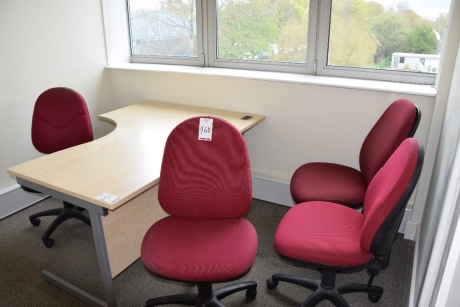 8 Burgandy cloth upholstered swivel chairs (Offices second floor engineering)