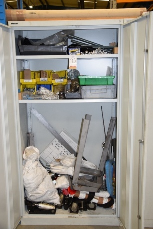 Bisley Grey steel 6ft double door cupboard and contents, mainly bolts, capscrews etc (Bay 1)