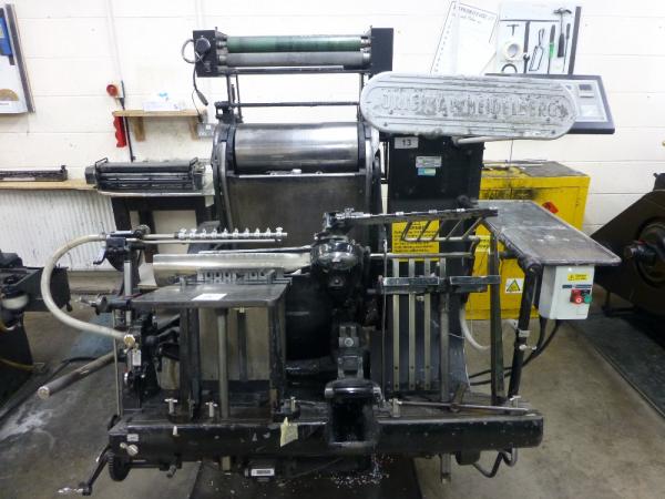 Heidleberg GT 13in x 18in foil blocking platen with a B&H Print Heated Roller and control unit