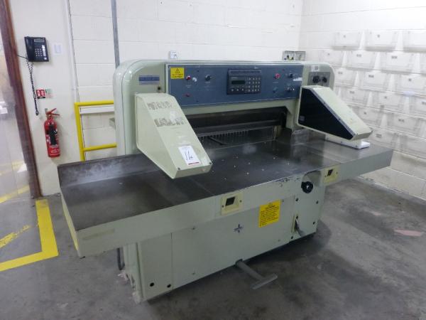 Polar 92EMC papercutting guillotine s/n 5116008 retrofitted with Microcut Junior programmable unit (A Method Statement and Risk Assessment must be reviewed and approved by the Auctioneer prior to any removal work commencing on this lot.)