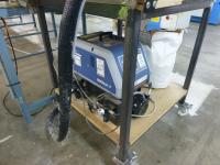 Nordson Durablue 4L hot glue machine s/n NC12K03441 with 2x Nordson AD-41 hand held dispensers and steel framed mobile work table - 2